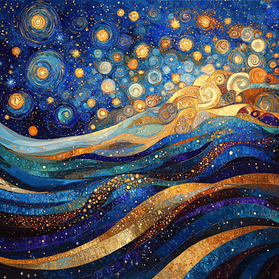 Gustav Klimt Inspired Cosmic Waves Paint By Numbers