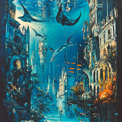 Salvador Dali Inspired Surreal Ocean Metropolis Number Painting