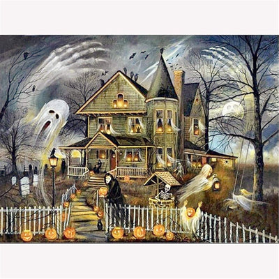 Diy Oil Painting Paint By Number Kit Halloween Ghost