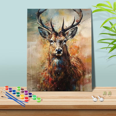 Framed Paint By Numbers Kit Easy Crafts DIY Deer Canvas Art