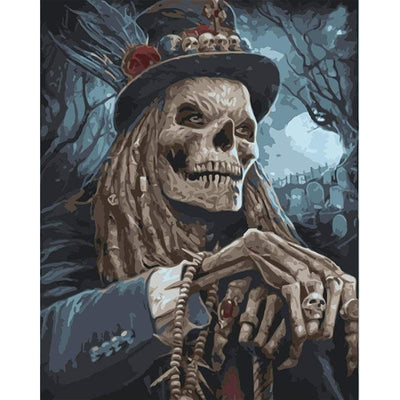 DIY Paint By Numbers Kit Skull Gentleman 16x20 Inch