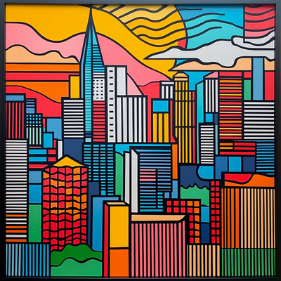 Roy Lichtenstein Inspired Cityscape Vibes Paint By Numbers Art