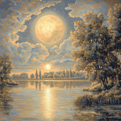 J.M.W. Turner Inspired Enchanted Moonlight Paint By Numbers Art