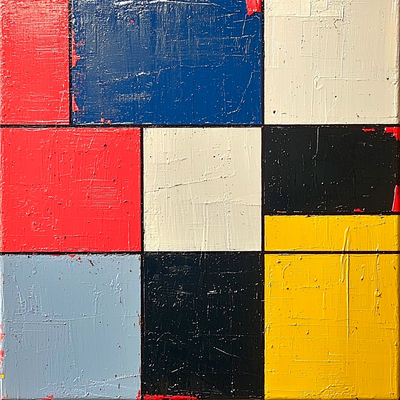 Piet Mondrian Inspired Abstract Equilibrium Number Painting