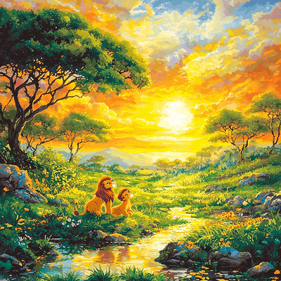 Lion King Safari Adventure - Disney Inspired Painting By Numbers Kit