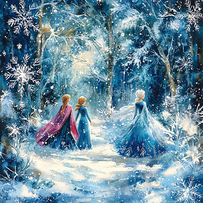 Elsa And Anna's Snowy Adventure - Disney Inspired Painting By Numbers Kit