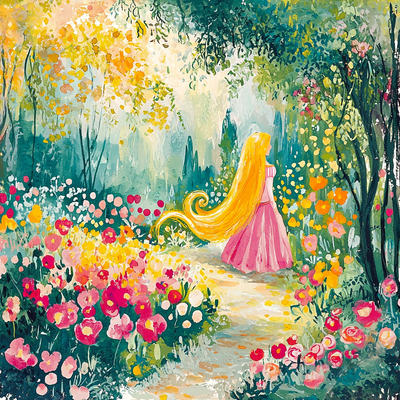 Rapunzel's Flower Garden - Disney Inspired Paint By Numbers Art