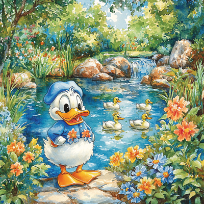 Donald's Duck Pond Day - Disney Inspired Painting By Numbers Kit