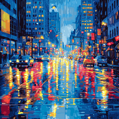 Edward Hopper Inspired City Lights Reflections Painting By Numbers Kit