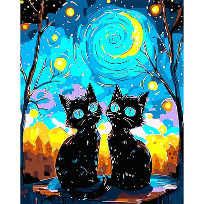 Paint By Numbers Kit Black Cat Canvas Art