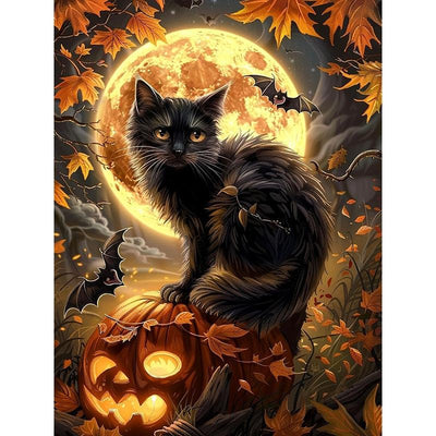 Diamond Art Kits For Halloween With Black Cat Design