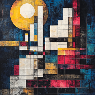 Piet Mondrian Inspired Geometric Cityscape Paint By Numbers Art