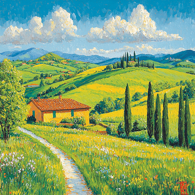 Camille Pissarro Inspired Tuscany In Spring Paint By Numbers Kits