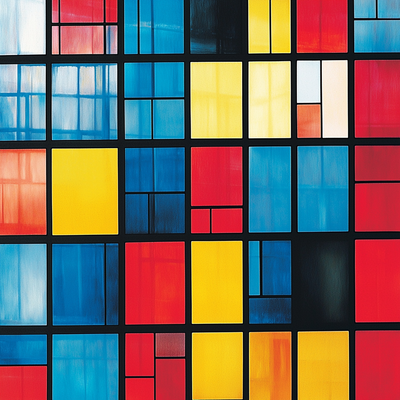 Piet Mondrian Inspired Mosaic Cityscapes Number Painting