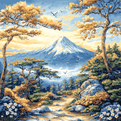 Andō Hiroshige Inspired Majestic Mount Fuji Paint By Numbers Kits