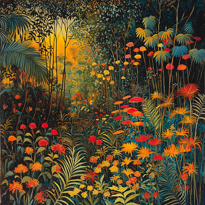 Henri Rousseau Inspired Mysterious Jungle Voyage Paint By Numbers