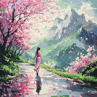 Mulan's Blossom Path - Disney Inspired DIY Paint By Numbers