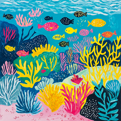 Henri Matisse Inspired Fascinating Coral Reef Life Numbered Painting Kits