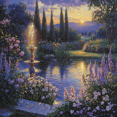 Claude Lorrain Inspired Mystical Garden At Twilight Numbered Painting Kits