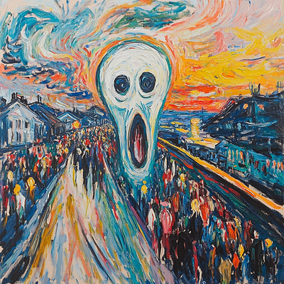 Edvard Munch Inspired Expressionist City Chaos Paint By Numbers