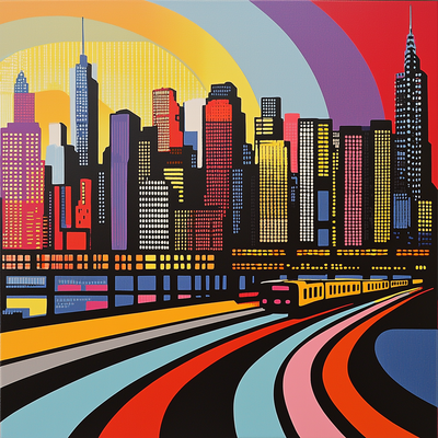 Roy Lichtenstein Inspired Lichtenstein's Dynamic Skyline Paint By Number