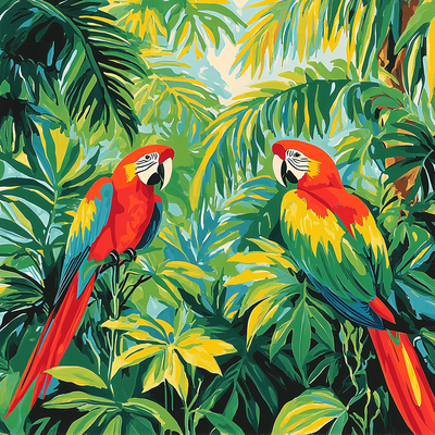 Franz Marc Inspired Tropical Parrot Haven Paint By Numbers Kits