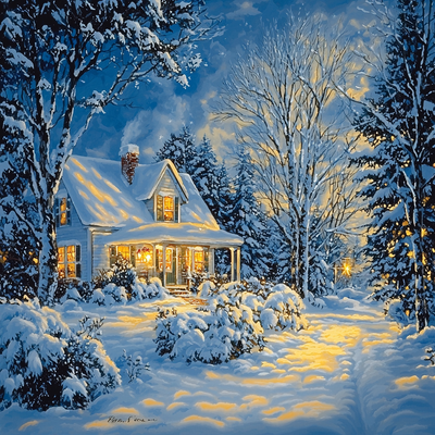 Thomas Kinkade Inspired Frosted Fantasies Paint By Numbers Art