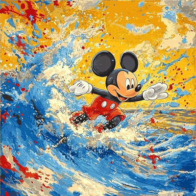 Mickey Mouse Water Adventure - Disney Inspired Paint By Numbers Art