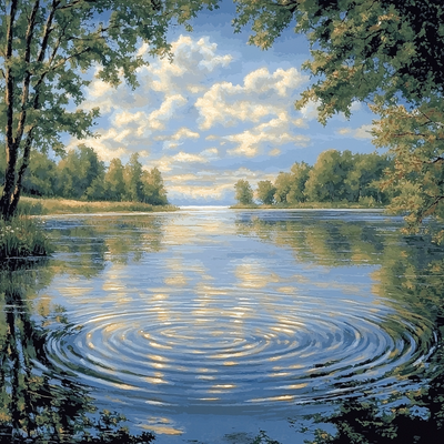 Thomas Kinkade Inspired Reflecting Tranquility Paint By Numbers Art