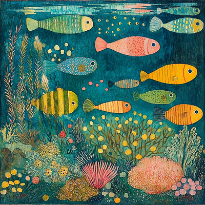 Paul Klee Inspired Underwater Eden Painting By Numbers Kit