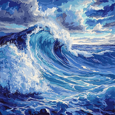 Hokusai Inspired Ethereal Ocean Symphony Painting Number Kit