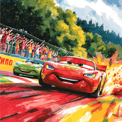 Lightning McQueen Racetrack Fun - Disney Inspired Number Painting