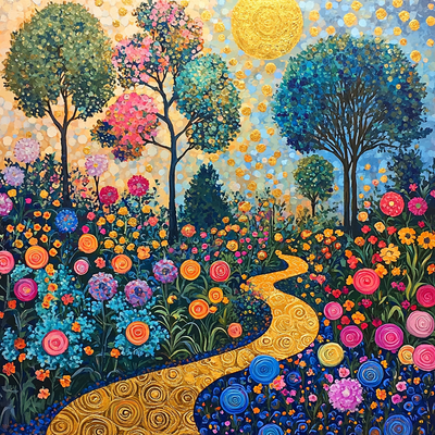 Gustav Klimt Inspired Gustav's Ethereal Garden Number Painting