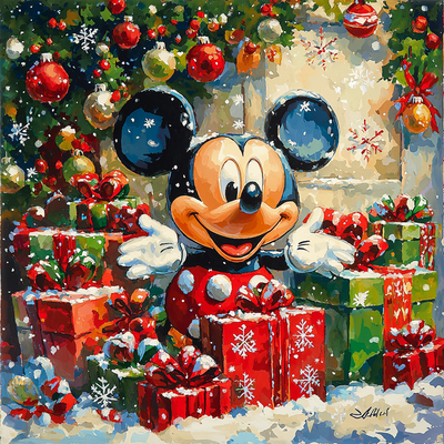 Mickey's Holiday Celebration - Disney Inspired Paint By Numbers Art