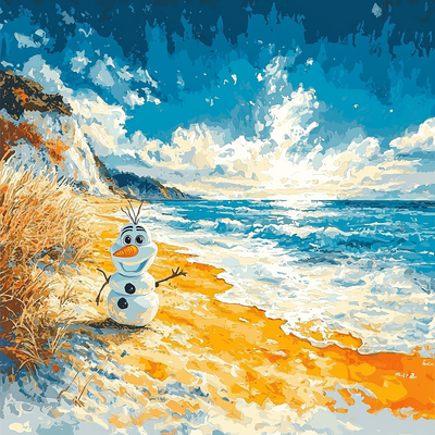 Olaf's Beach Adventure - Disney Inspired Painting By Numbers Kit