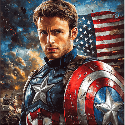 Chris Evans: Embodying The Valor Of Captain America Number Painting