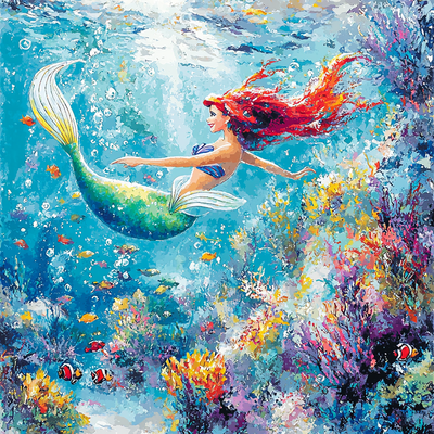 Princess Ariel's Underwater World - Disney Inspired Painting By Numbers Kit