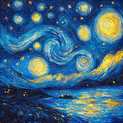 Vincent Van Gogh Inspired Starlit Skies Painting Number Kit