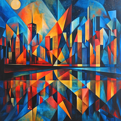 Pablo Picasso Inspired Cubist Cityscape Reflections Paint By Numbers