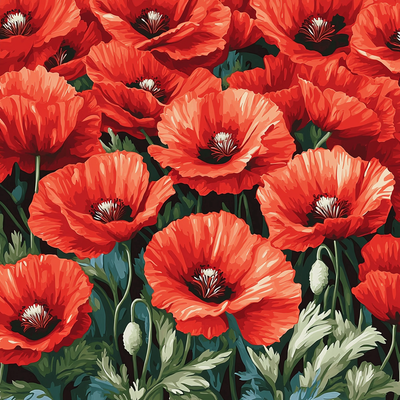 Georgia O'Keeffe Inspired Playful Poppies Paint By Number