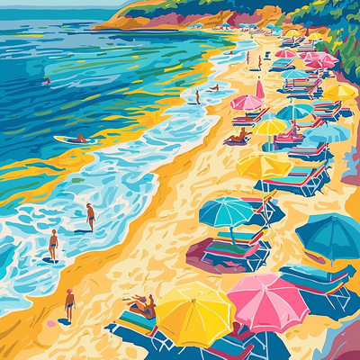 David Hockney Inspired Retro Beach Vibes Numbered Painting Kits