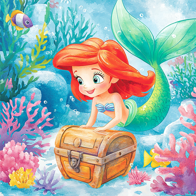 Underwater Ariel Treasure Hunt - Disney Inspired Paint By Number