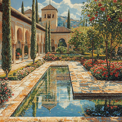 The Alhambra Gardens - Granada Paint By Number