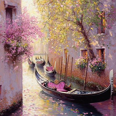 Giovanni Bellini Inspired Gondolas In Spring Paint By Numbers Kits