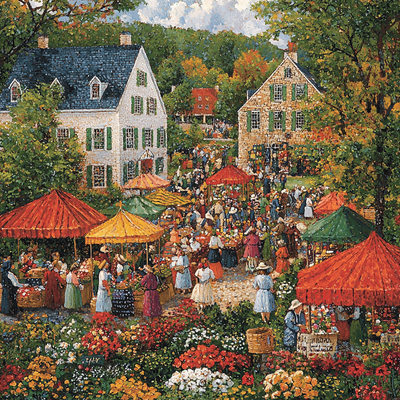 Pieter Bruegel Inspired Vibrant Village Paint By Numbers Art