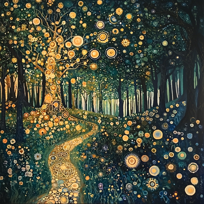 Gustav Klimt Inspired Mystical Woodland Realm Painting Number Kit