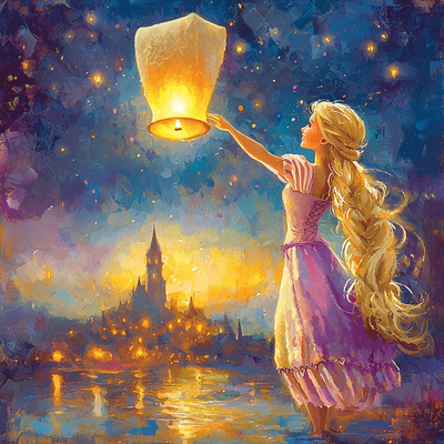 Rapunzel's Dreamy Lantern Night - Disney Inspired Painting Number Kit