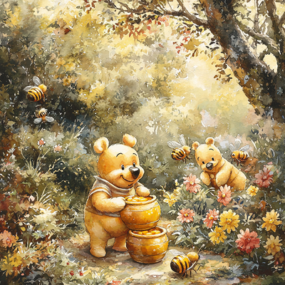 Winnie The Pooh's Honey Gathering - Disney Inspired Numbered Painting Kits