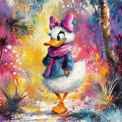 Daisy Duck's Stylish Adventure - Disney Inspired Paint By Numbers Art