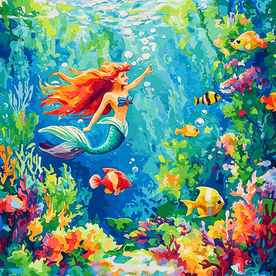 The Little Mermaid's Underwater Adventure - Disney Inspired Painting Number Kit